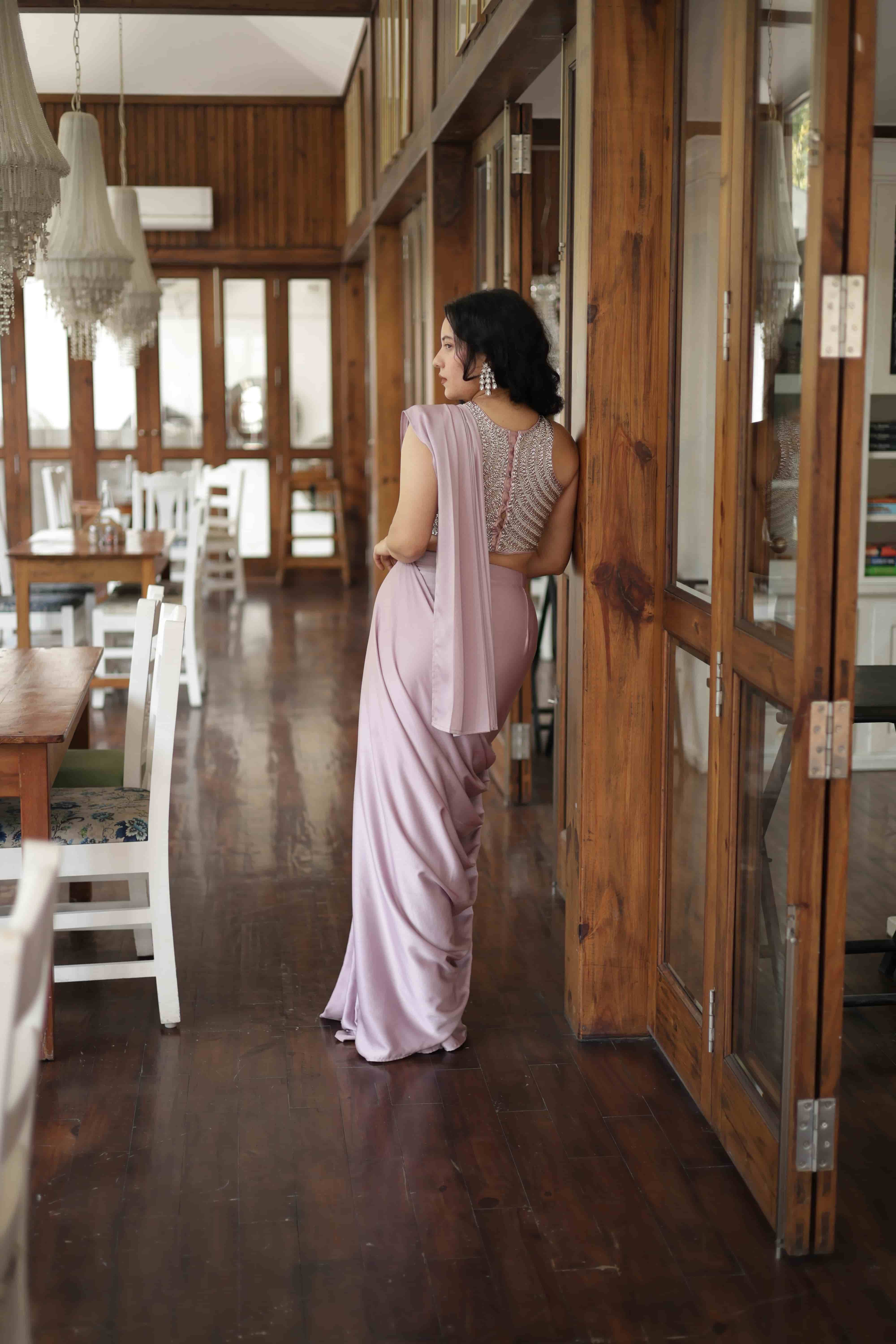 Lavender Aura Beaded Halter Drape — view 7