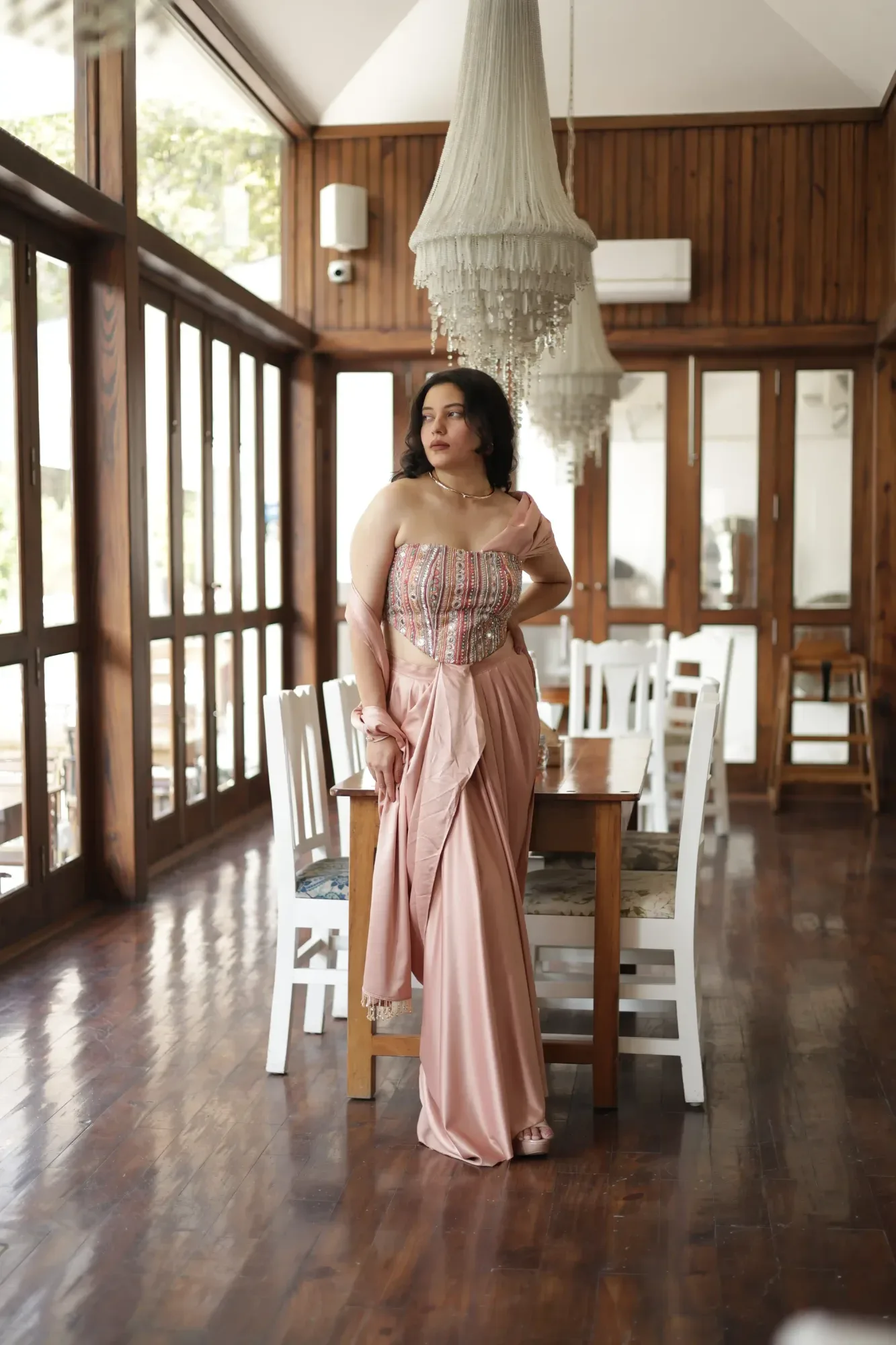 Peach Muse Corset Drape — view 3