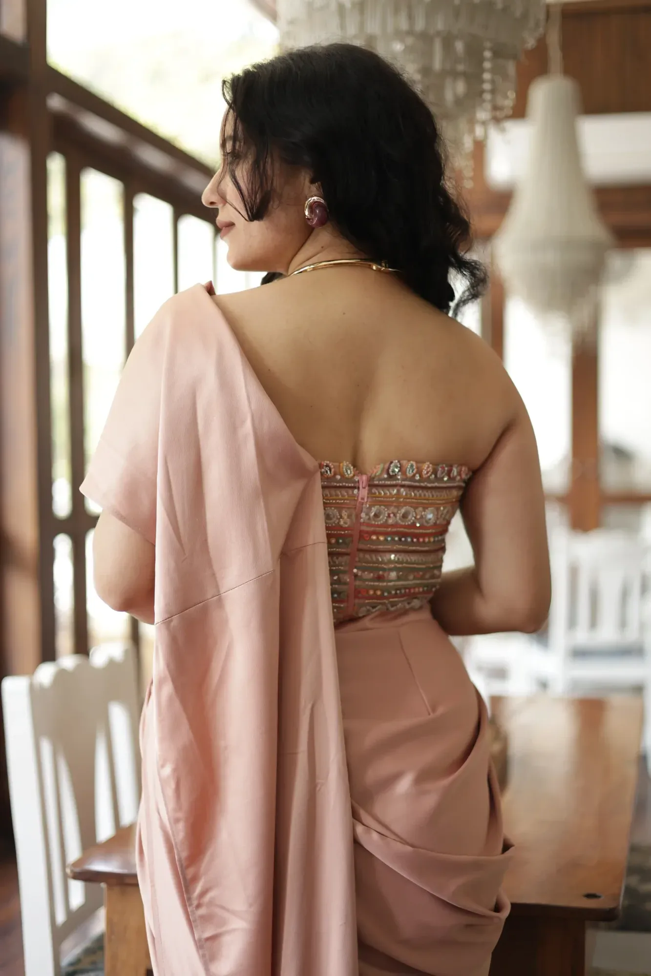 Peach Muse Corset Drape — view 4
