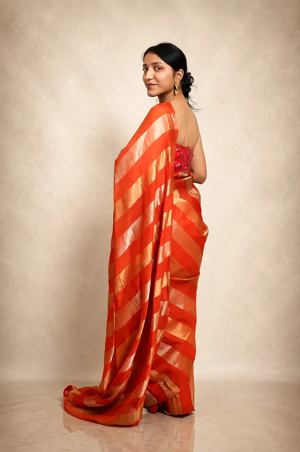 Rajsi Red Glow Saree — view 2