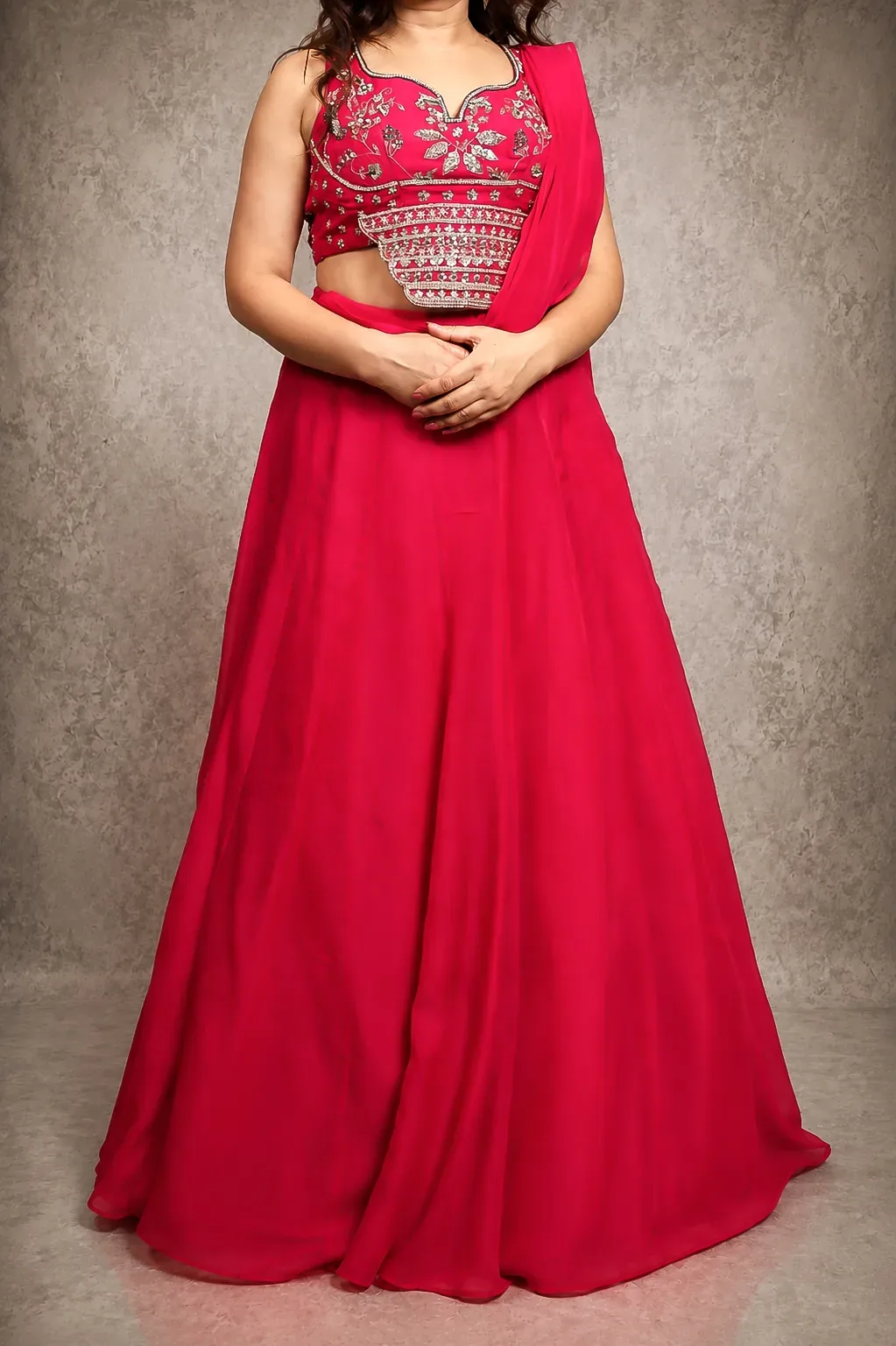 Fuchsia Bloom Designer Lehenga — view 6