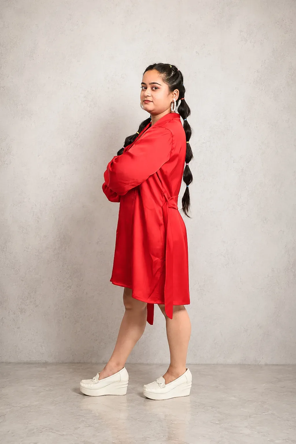Scarlet Satin Shift Dress — view 5