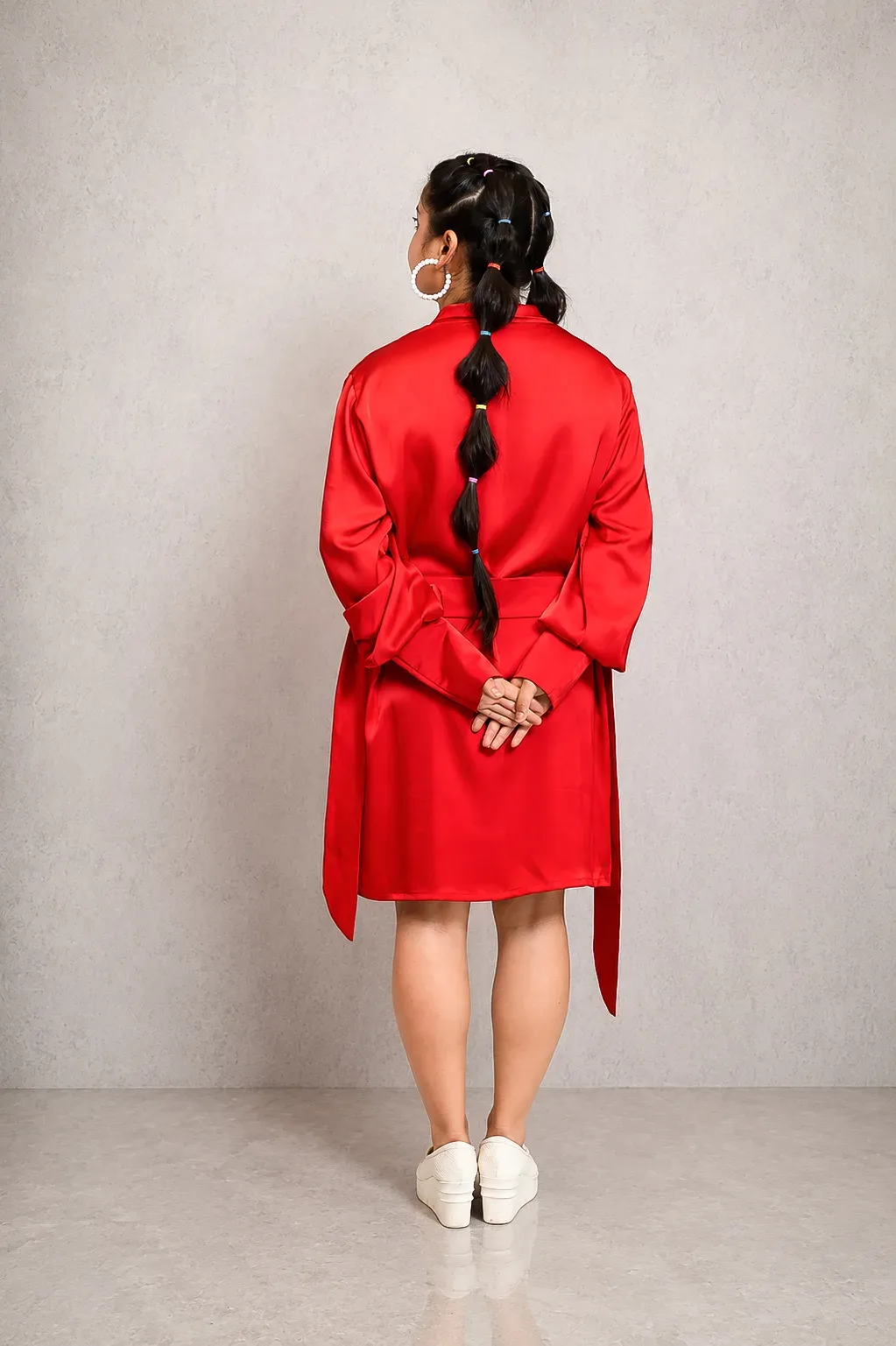 Scarlet Satin Shift Dress — view 7
