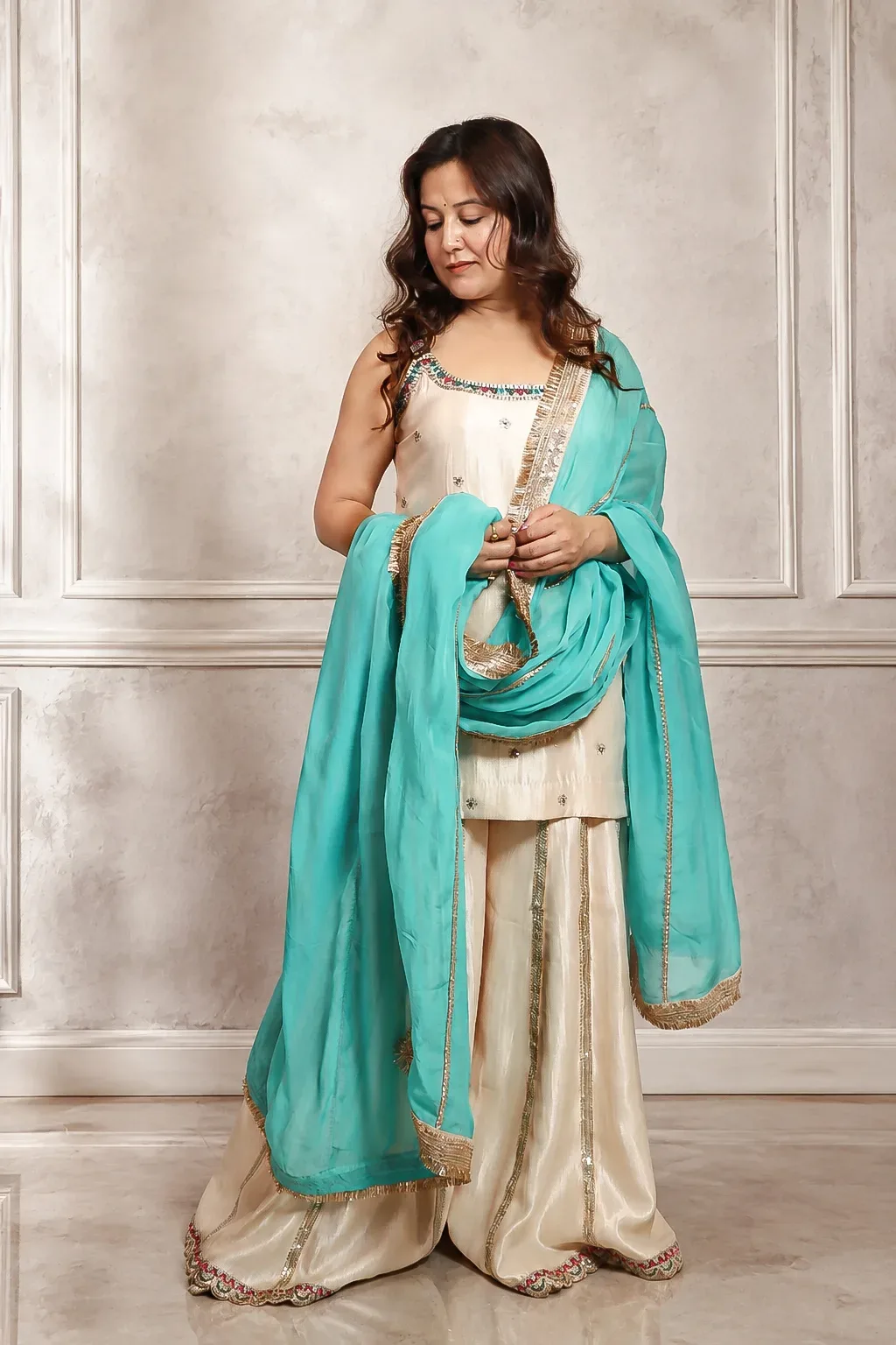 Beige Sharara Set — view 2