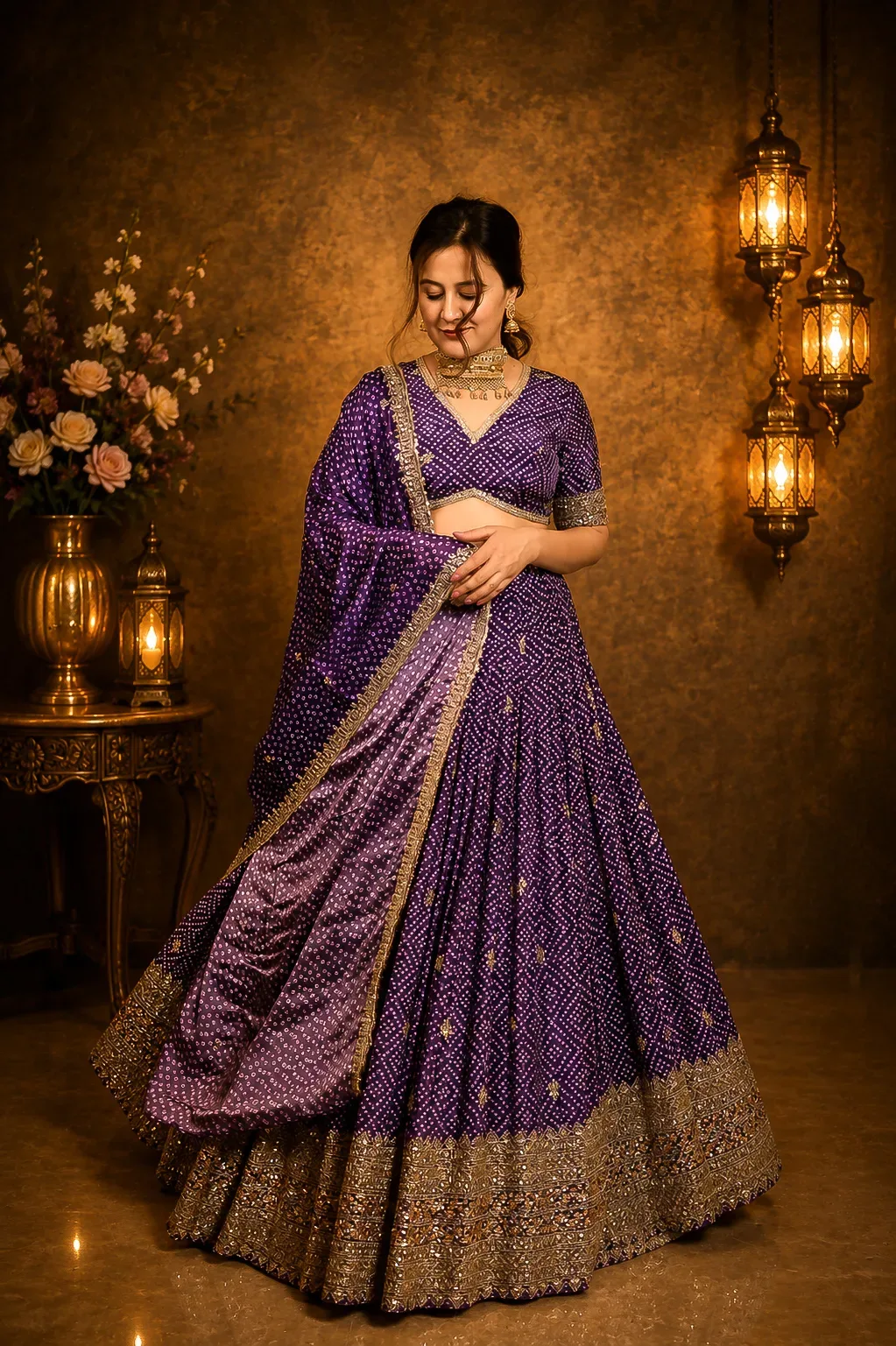 Shahi Bandhani Mirror Lehenga — view 2