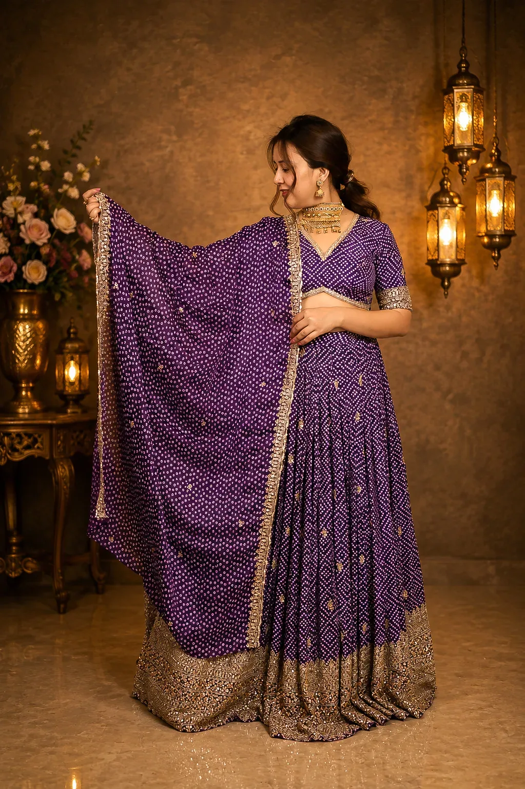 Shahi Bandhani Mirror Lehenga — view 4