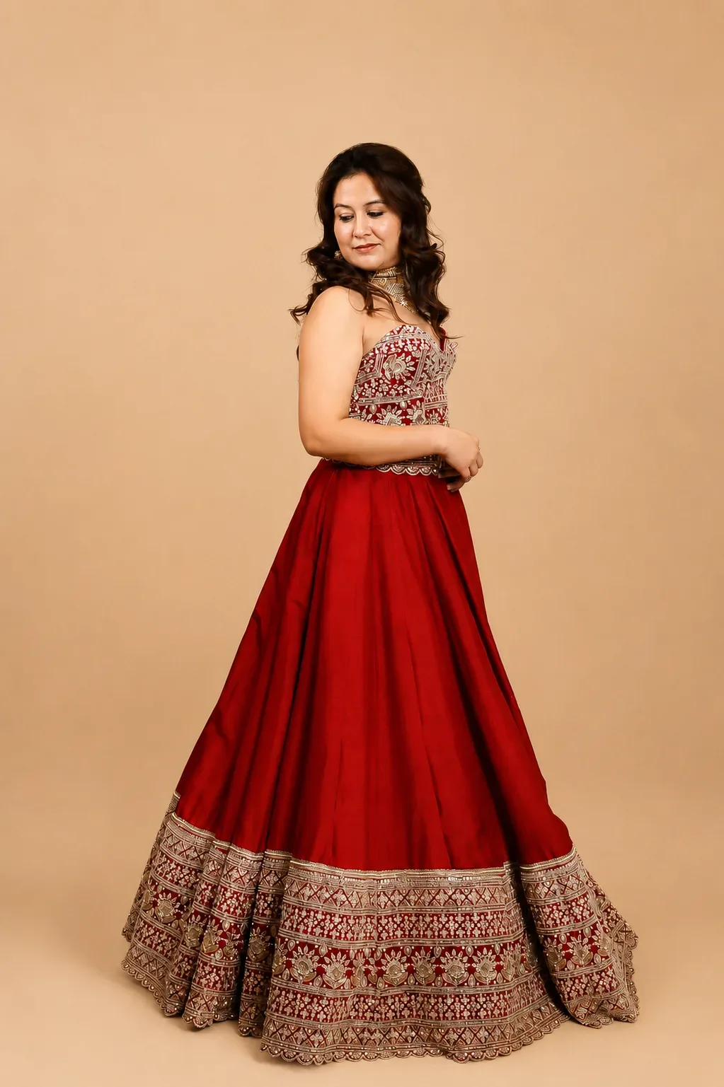 Crimson Royale Embroidered Bridal Lehenga