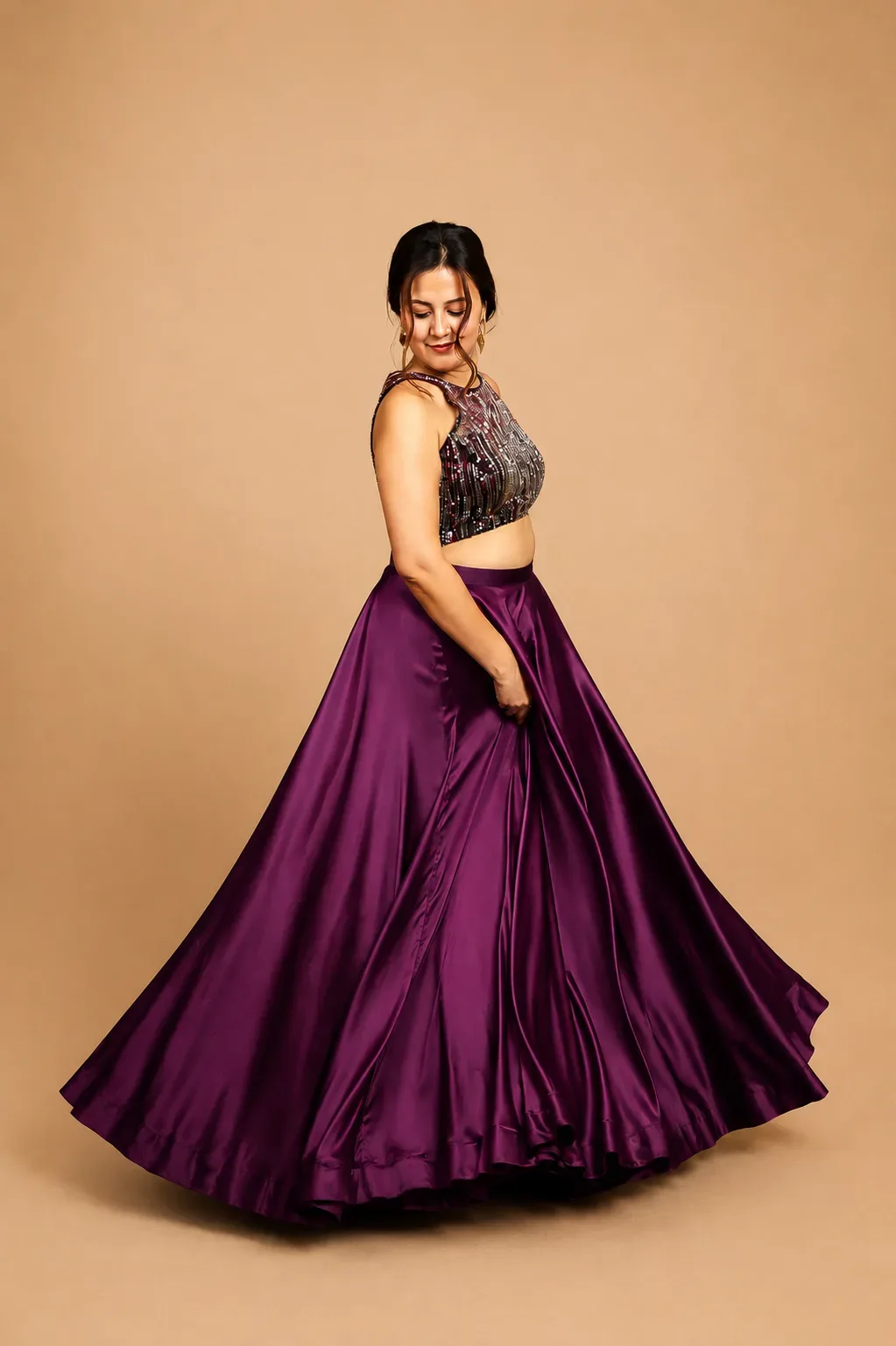 Royal Plum Sequin Designer Lehenga