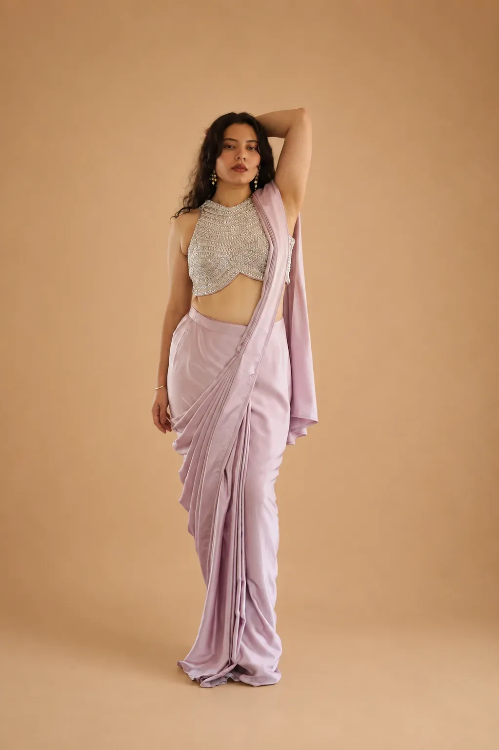 Lavender Aura Beaded Halter Drape