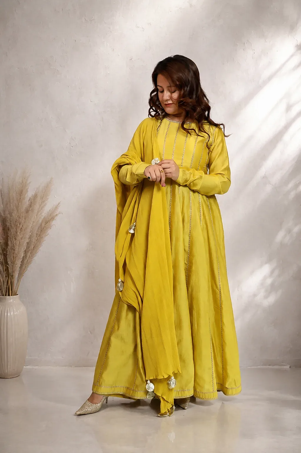Mughal Yellow Panel Anarkali Set — view 2