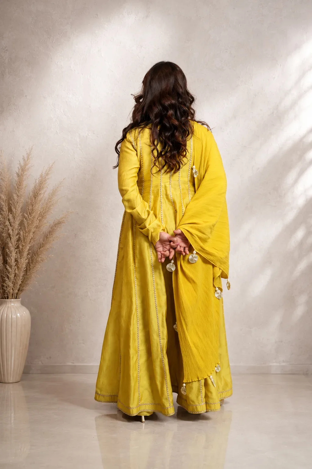 Mughal Yellow Panel Anarkali Set — view 6