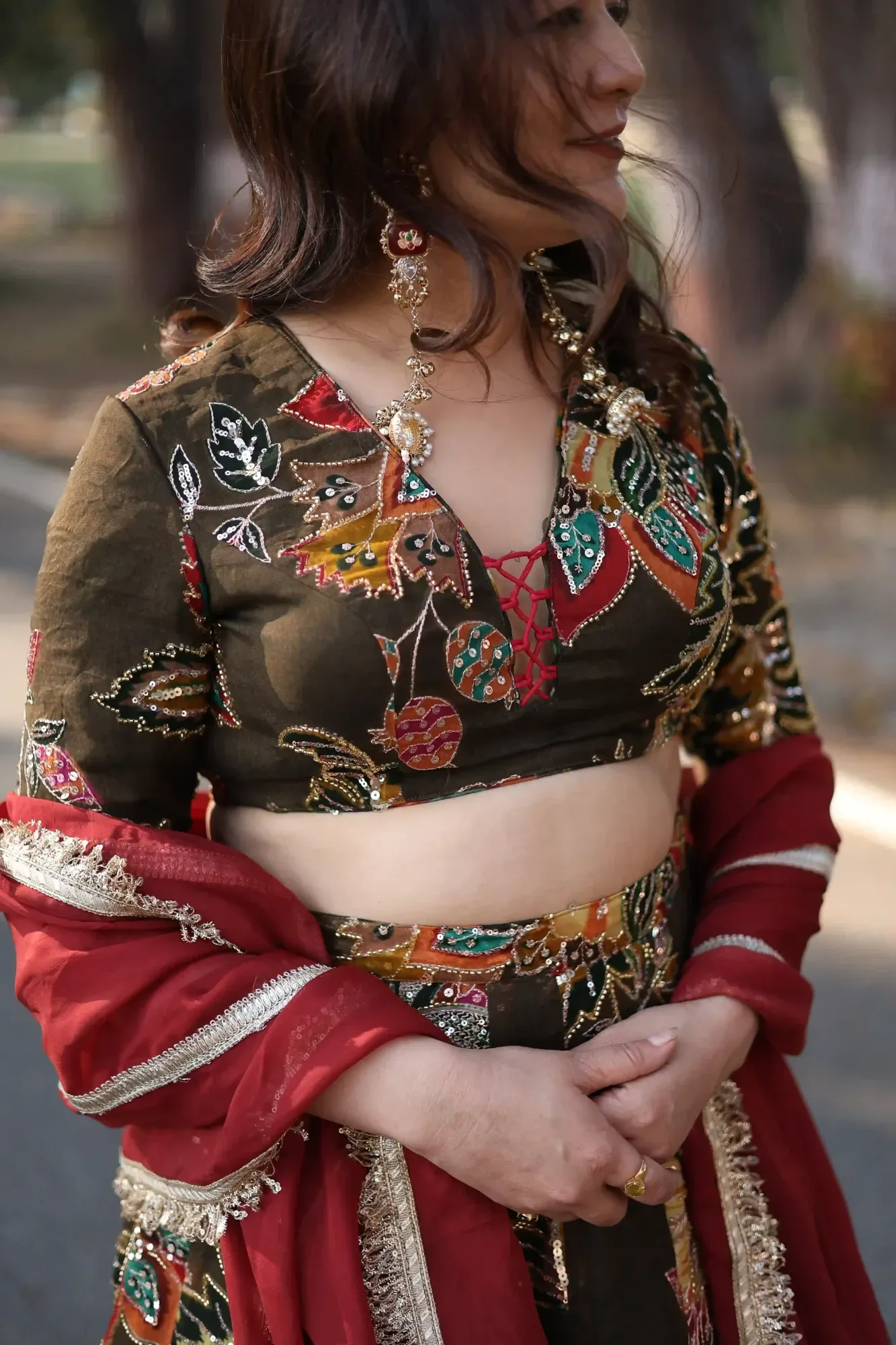 Mid Night Bloom Lehenga Set — view 3