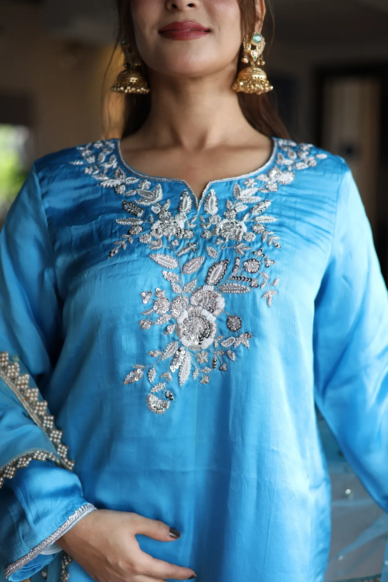 Blue Blossom Festive Kurta Set — view 2