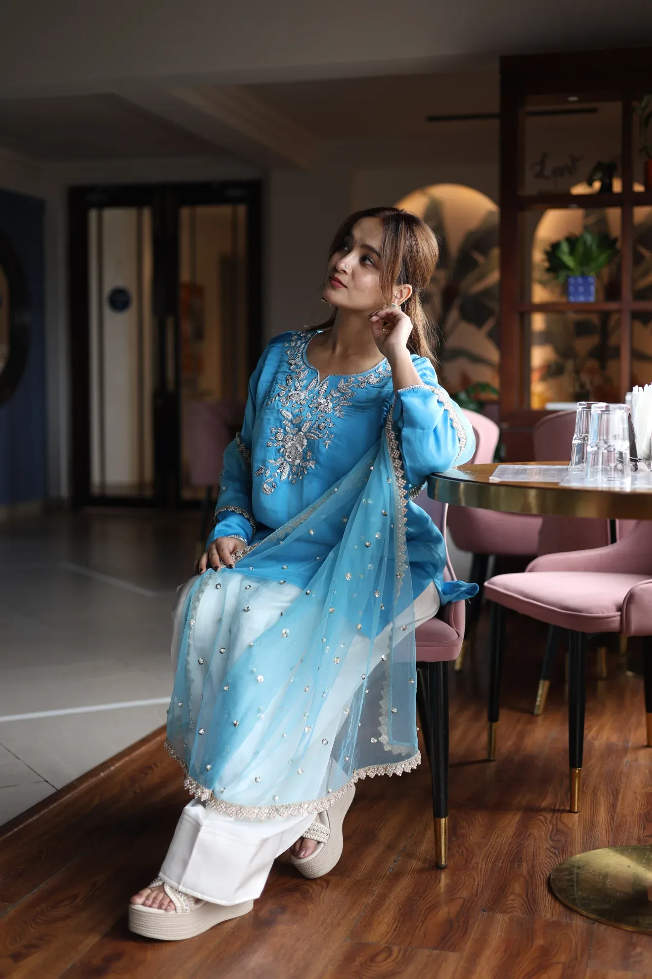 Blue Blossom Festive Kurta Set — view 5