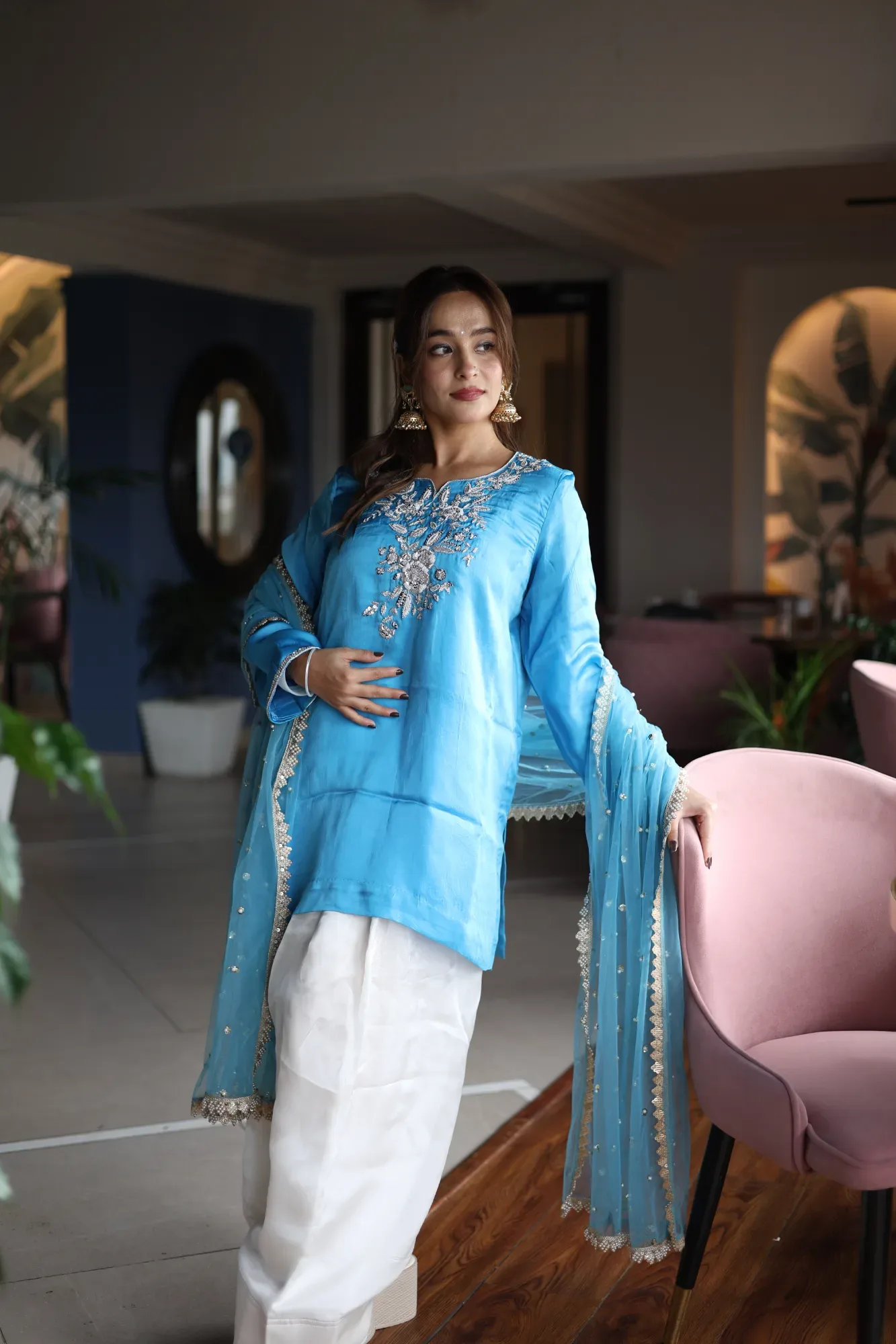 Blue Blossom Festive Kurta Set — view 6