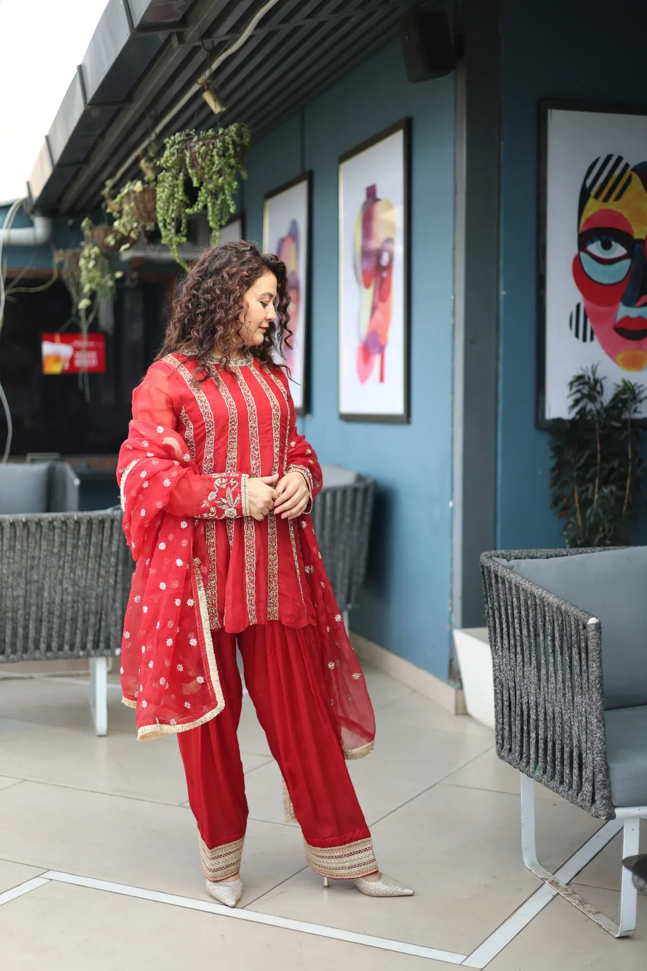 Red Resham Rekha — view 5