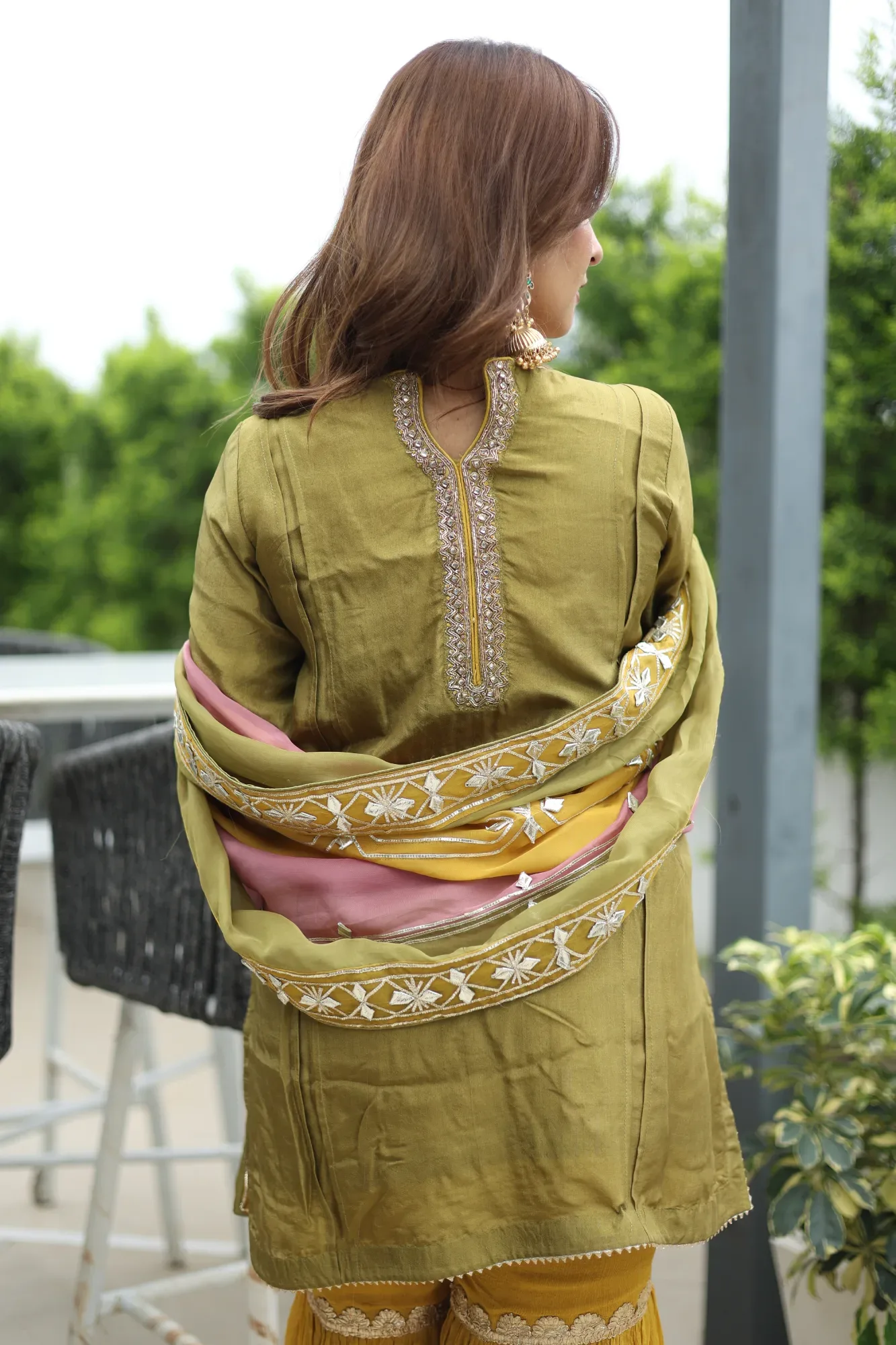 Rangrez Olive Sharara Style Suit — view 2