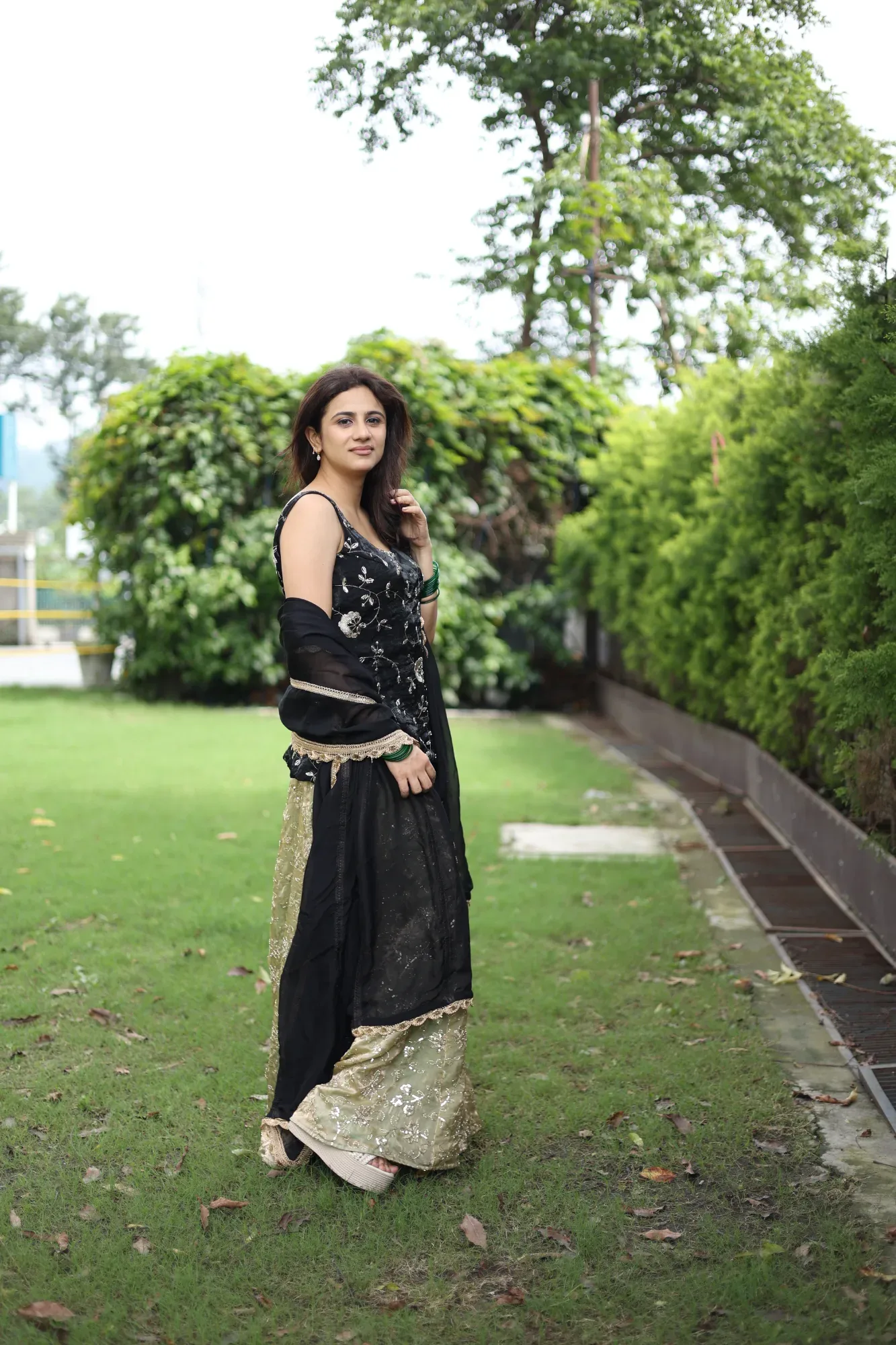Noir Blossom Sharara Set — view 3