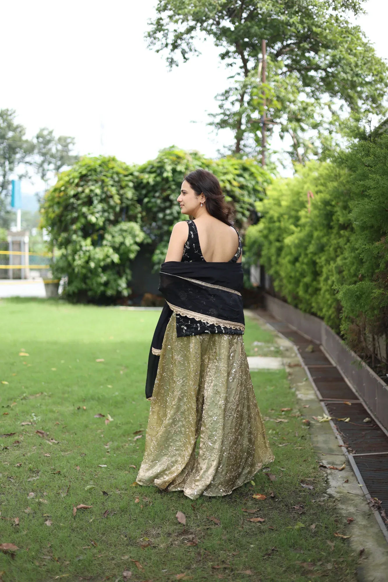 Noir Blossom Sharara Set — view 4