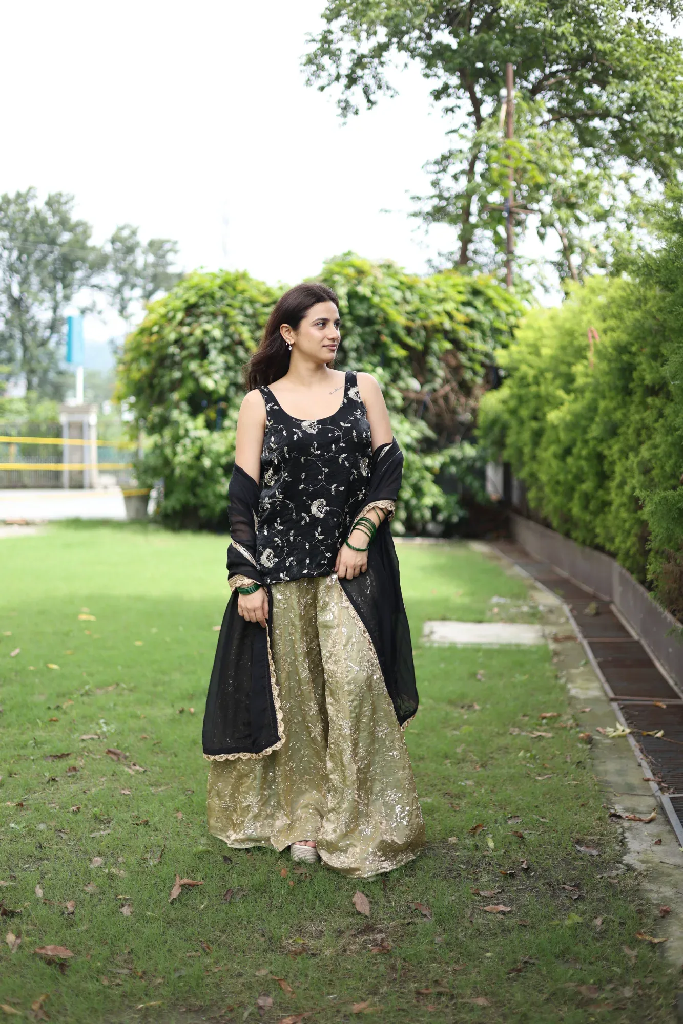Noir Blossom Sharara Set — view 6
