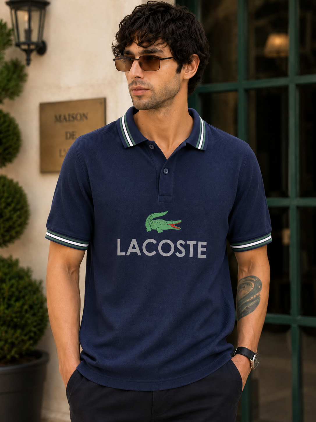 Lacoste Men's Navy Logo Polo T-Shirt | Premium Cotton Regular Fit Collared Tee