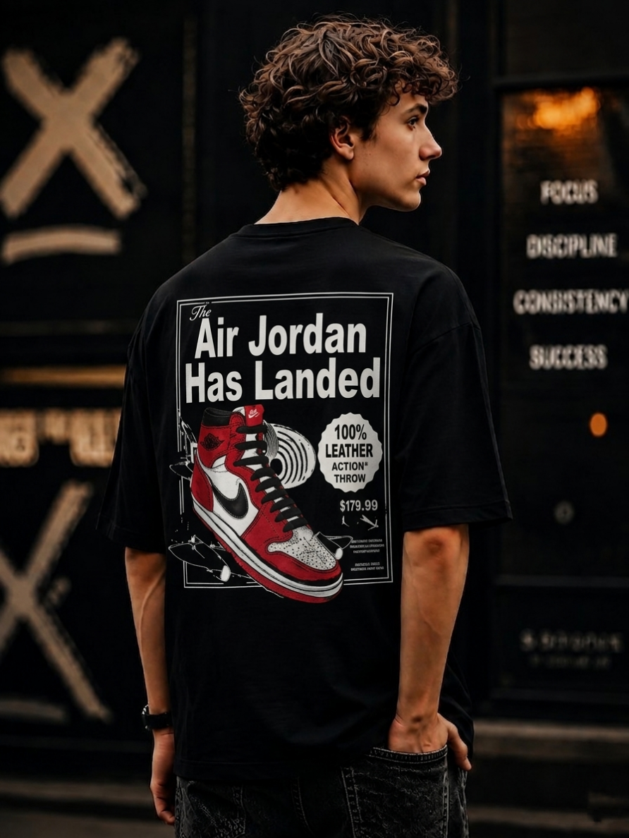 Vintage Sneaker Graphic Oversized Black T-Shirt for Men – Retro Streetwear Tee