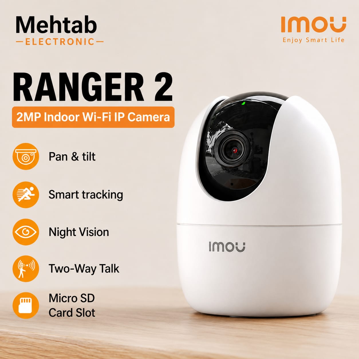 IMOU WIFI CAMERA Ranger 2 2MP 1080P IPC-K2EP-2H3W WiFi Security Camera