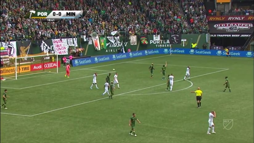 SHOT: Jan Gregus blasts attempt from outside the box