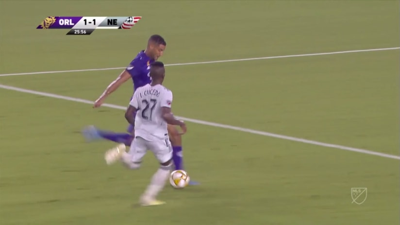 SHOT: Tesho Akindele’s shot skips just wide of the net