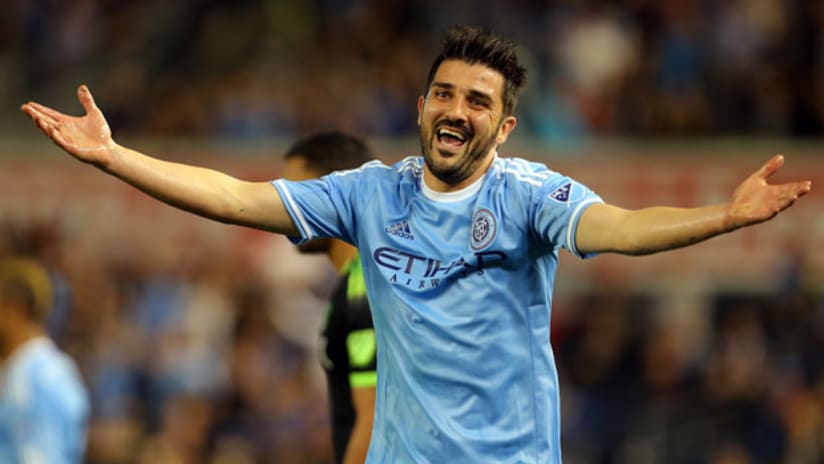 David Villa, hands out, vs. Seattle Sounders