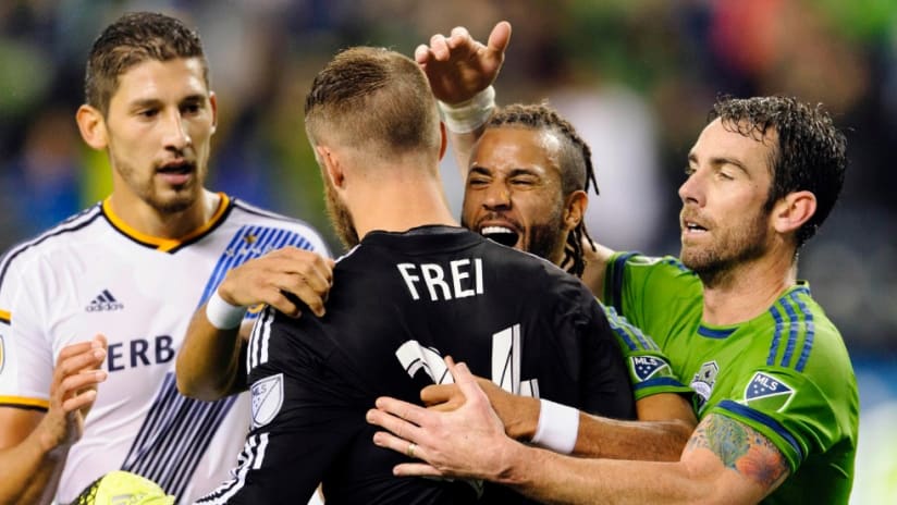 Stefan Frei - Omar Gonzalez - Hugging