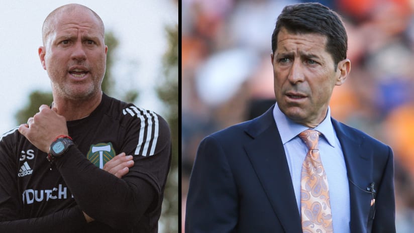 Giovanni Savarese - Portland Timbers - Tab Ramos - Houston Dynamo - split image