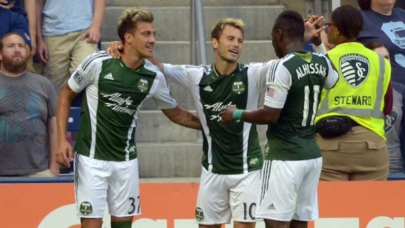 Gaston Fernandez celebrates a goal vs. Sporting KC in the Open Cup
