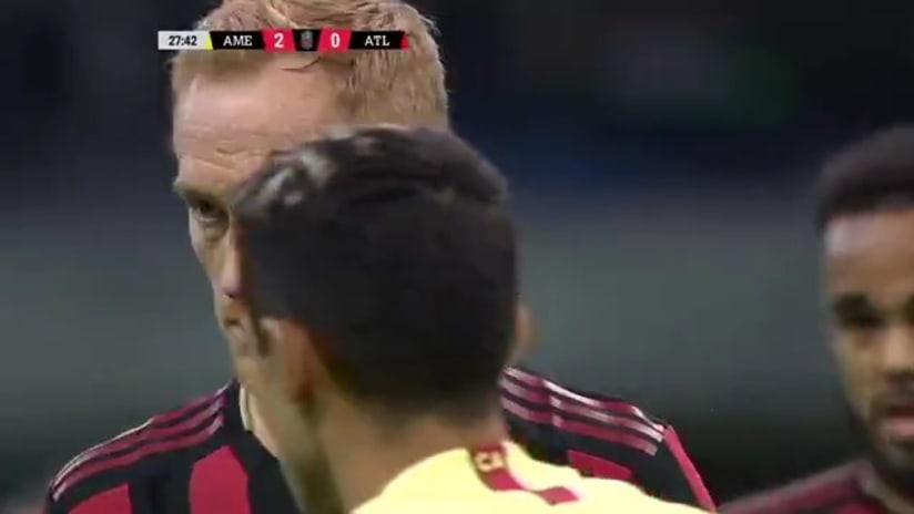 CHANCE: Atlanta nearly sneaks one into the top corner