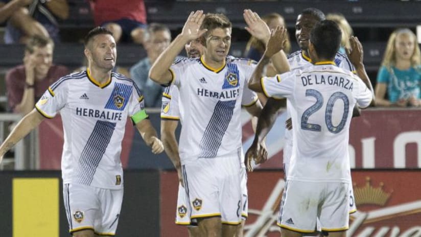 LA Galaxy celebrate victory over Colorado Rapids