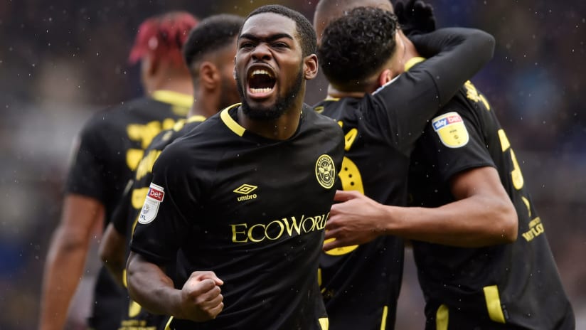 Dru Yearwood - Brentford - celebrates a goal