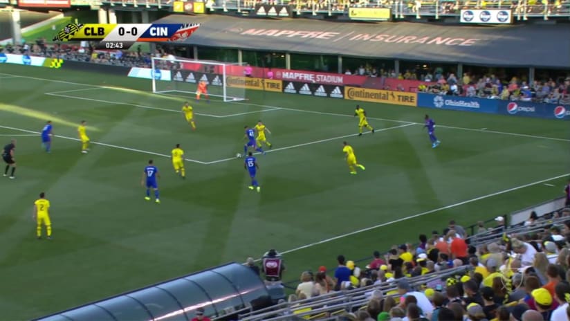 SHOT: Emmanuel Ledesma's turning shot spins wide