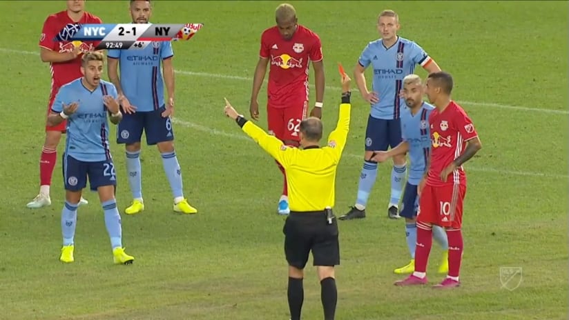 VIDEO REVIEW: Ronald Matarrita is shown the red card