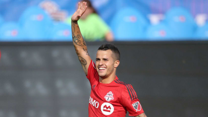 Toronto FC forward Sebastian Giovinco celebrates his goal against Orlando City SC