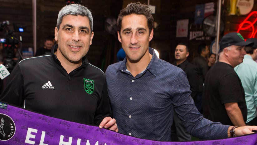 Claudio Reyna and Josh Wolff at Austin FC anniversary event