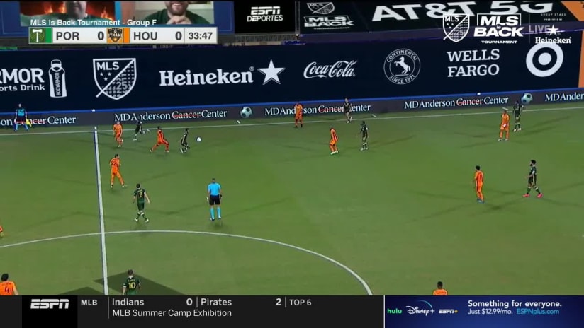 SHOT ON TARGET: Yimmi Chará, Portland Timbers - 34th minute