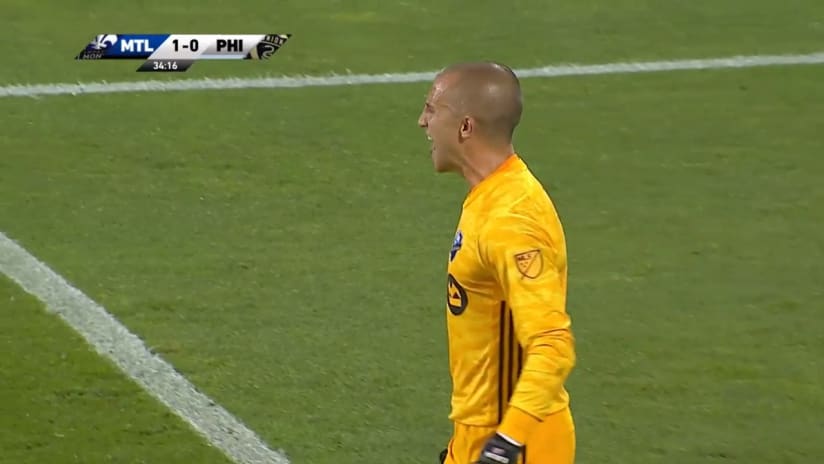 SAVE: Evan Bush with a diving save for Montreal