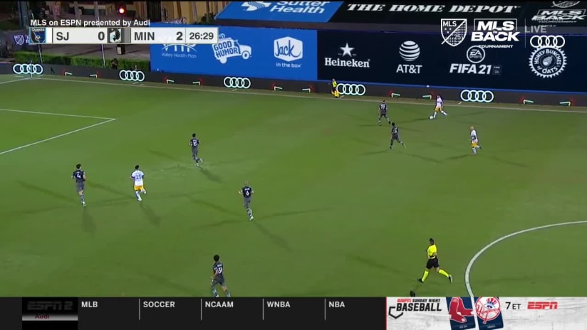 SHOT ON TARGET: Valeri Qazaishvili, San Jose Earthquakes - 27th minute