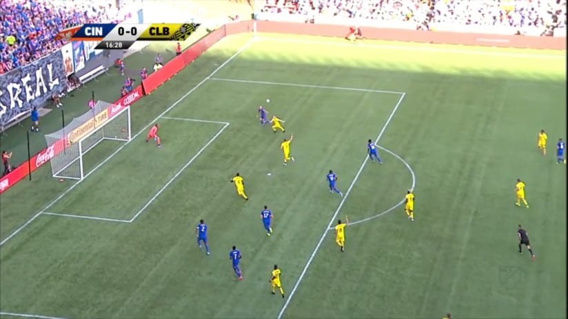 SHOT: Maikel van der Werff tries a wide-angle volley but misses the target