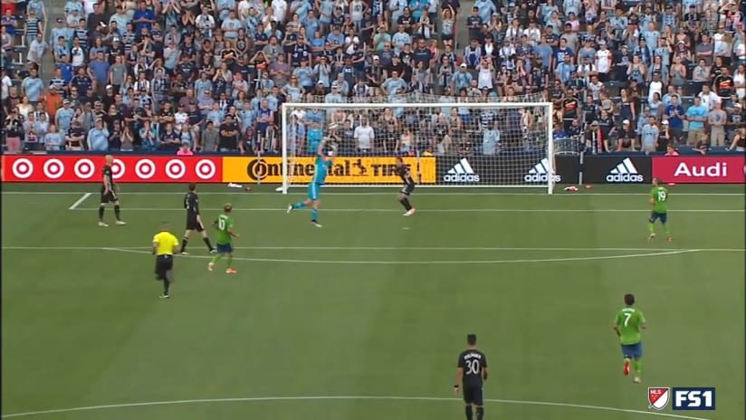 SAVE: Tim Melia rescues himself with a double save after a bad pass