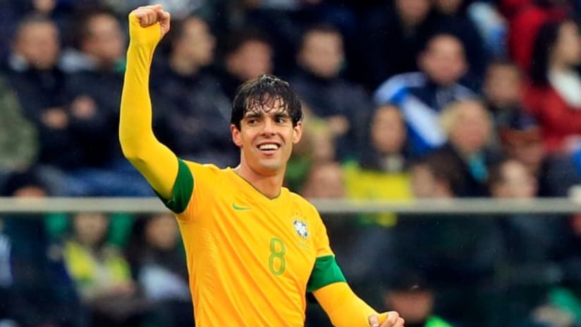 Kaká raises fist for Brazil