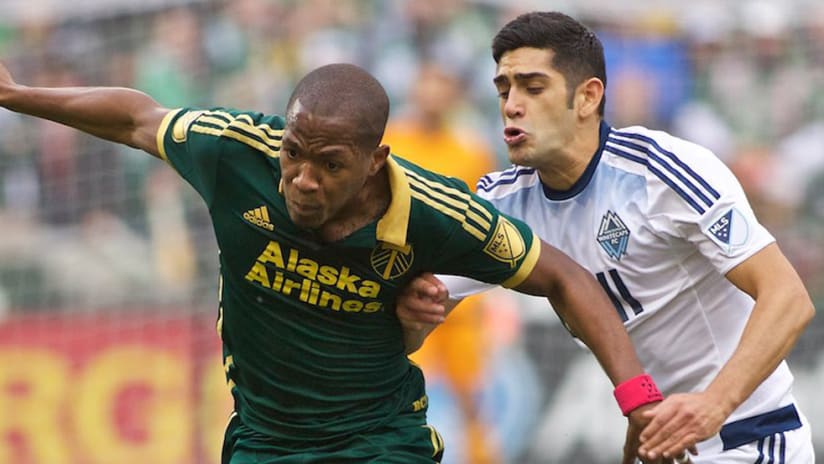 Darlington Nagbe, Matias Laba - Portland Timbers, Vancouver Whitecaps - Close up