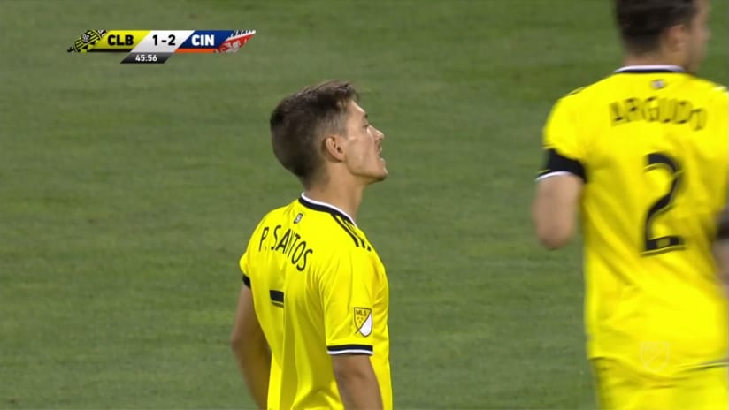 SHOT: Pedro Santos comes close on free-kick from distance