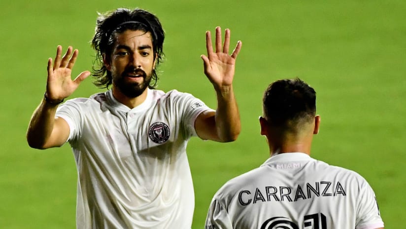 Rodofo Pizarro, Julian Carranza celebrate Inter Miami goal