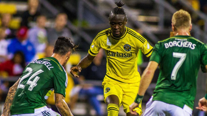 Kei Kamara, Nat Borchers, Liam Ridgewell - Columbus Crew SC, Portland Timbers